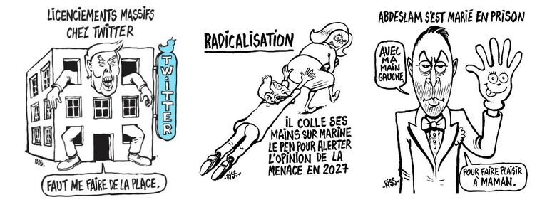 dessins de Riss, illustrateur chez Charlie Hebdo